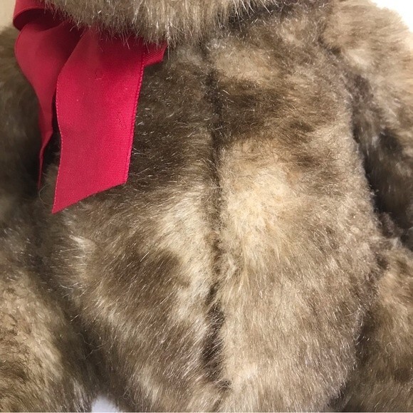 Vintage Danny Teddy Bear Bombay Russ Berrie & Co 13" Red Bow Faux Fur - Picture 11 of 11